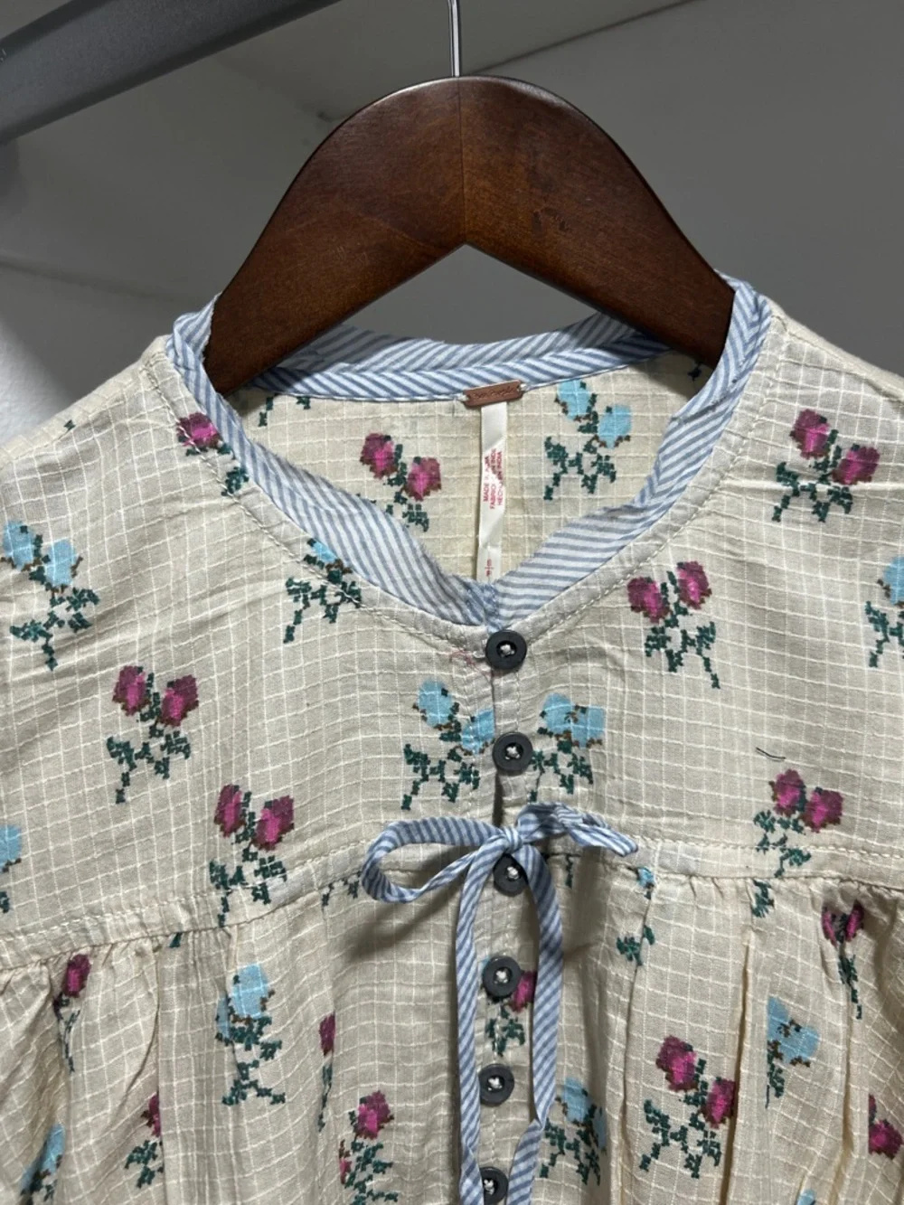 Free people, cream, floral, print, tunic dress small